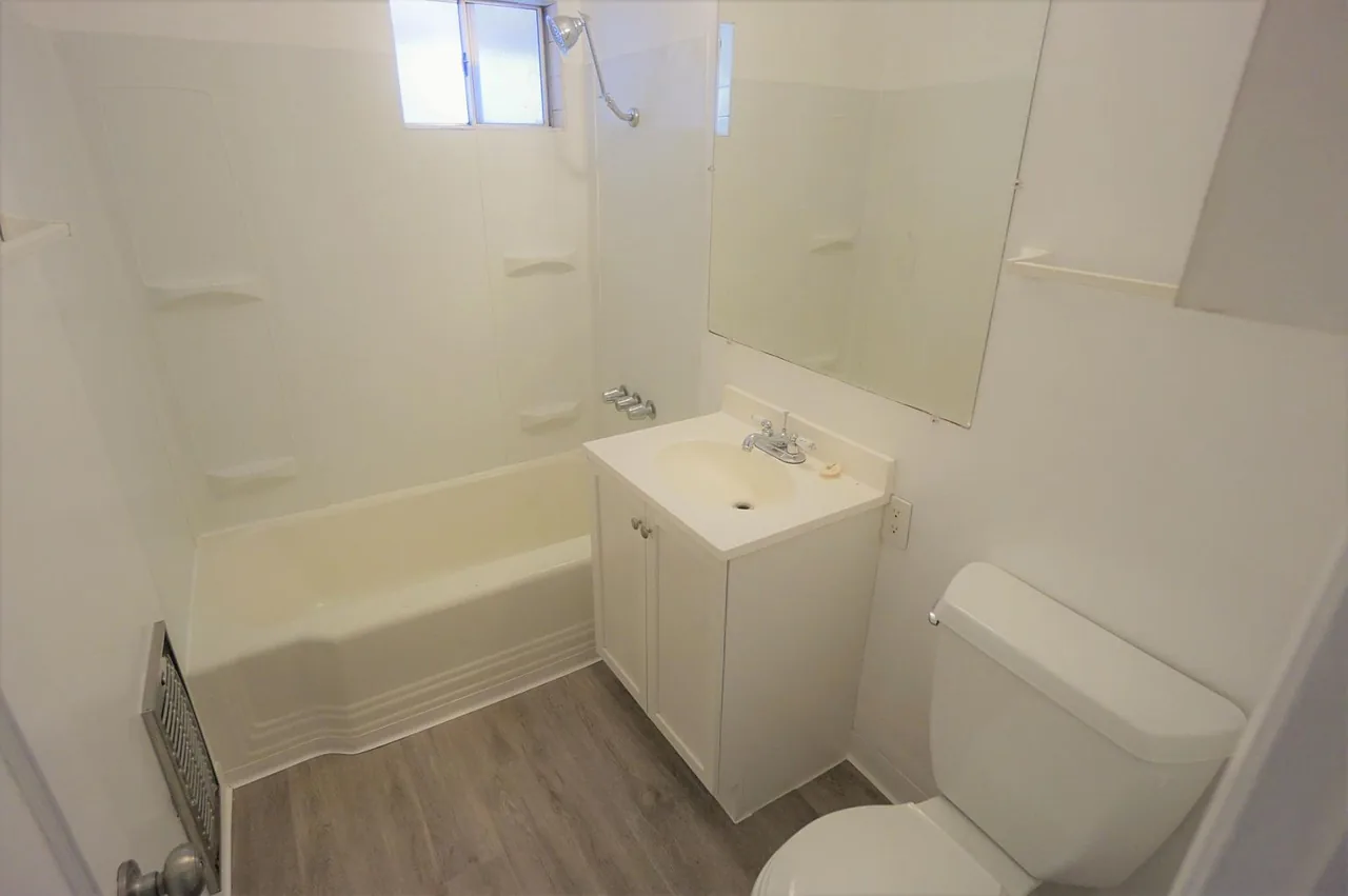 Full bathroom with tub-shower and vanity